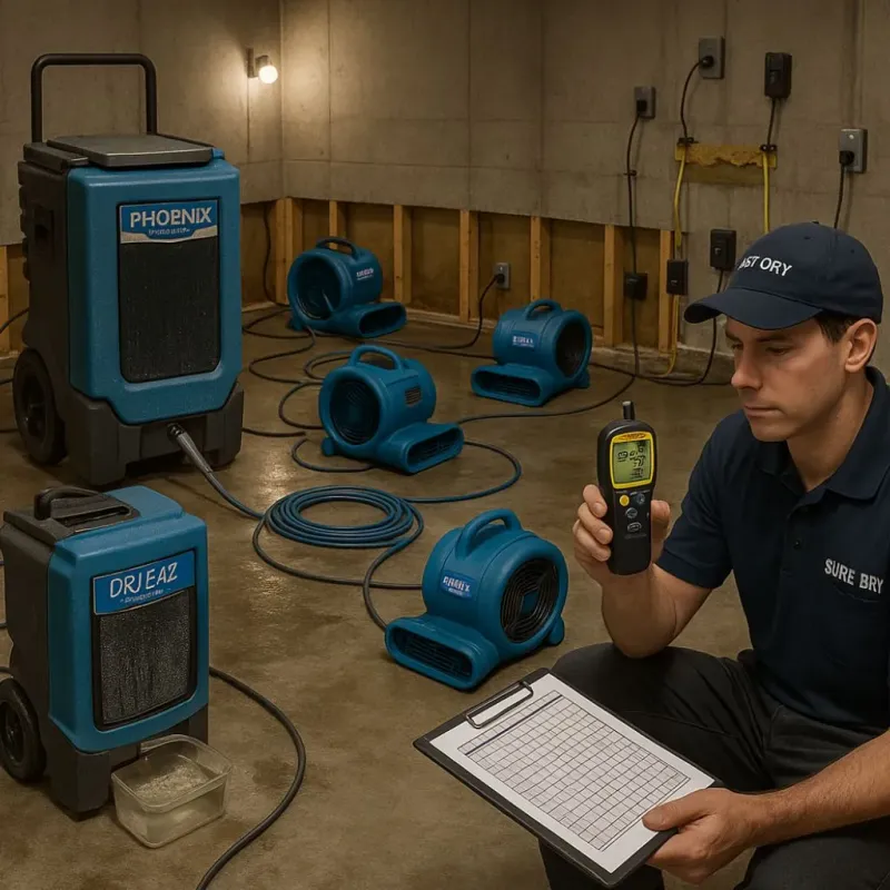 Structural Drying and Dehumidification process in Fate, TX